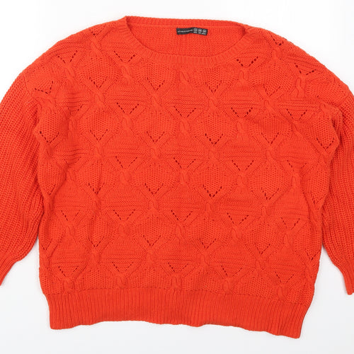 Atmosphere Womens Orange Round Neck  Cotton Pullover Jumper Size 12