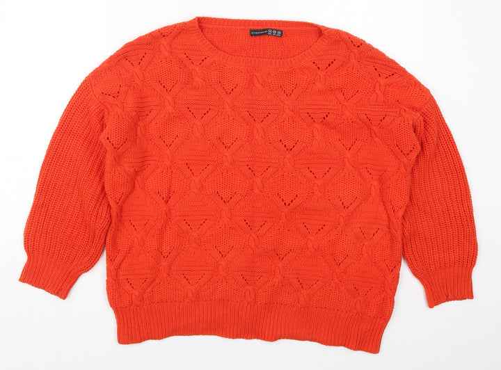 Atmosphere Womens Orange Round Neck  Cotton Pullover Jumper Size 12