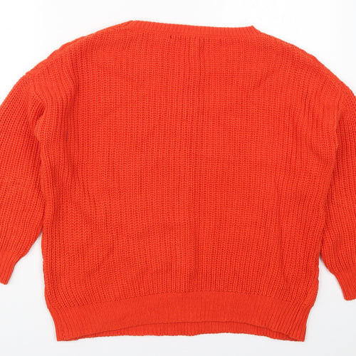 Atmosphere Womens Orange Round Neck  Cotton Pullover Jumper Size 12