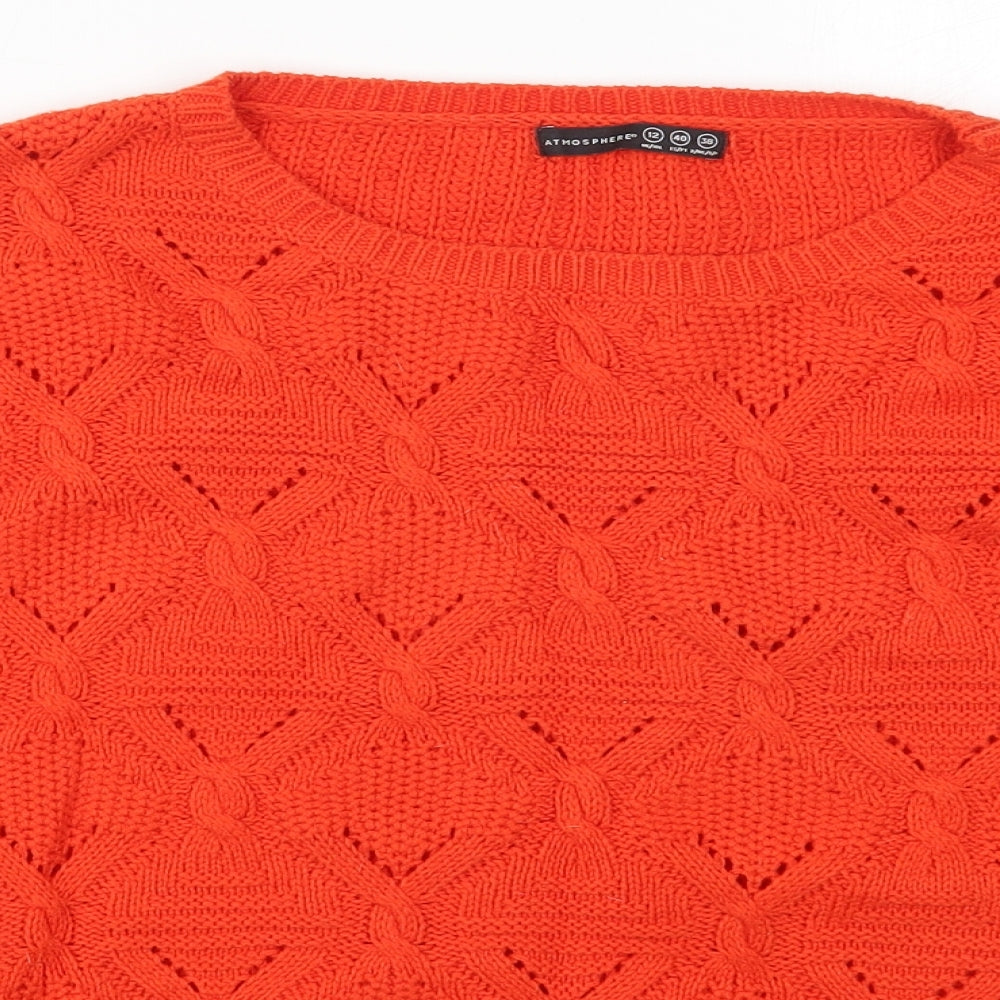 Atmosphere Womens Orange Round Neck  Cotton Pullover Jumper Size 12