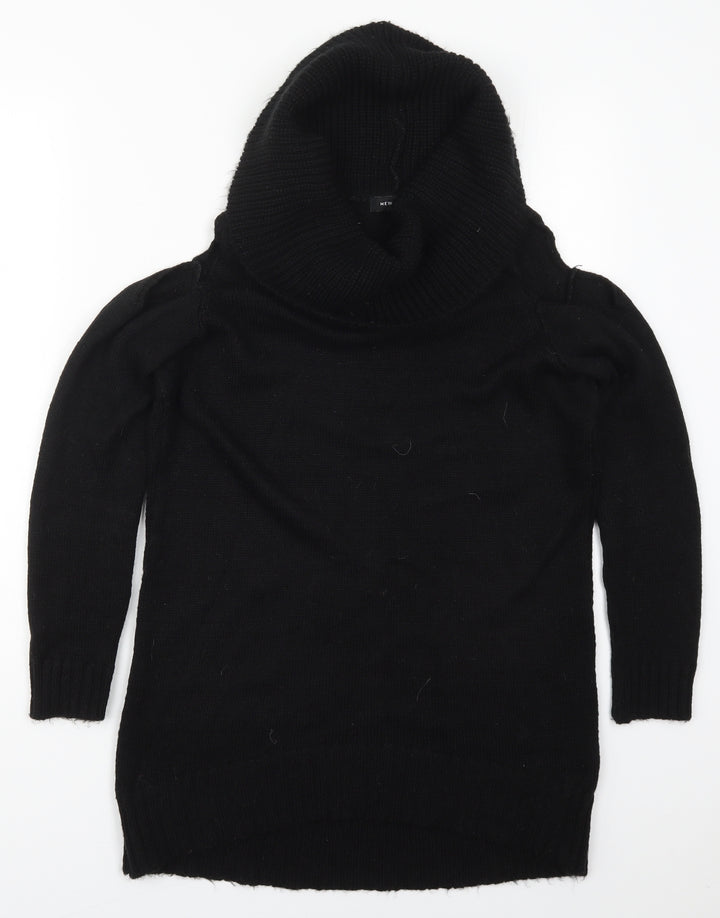 New Look Womens Black Roll Neck  Acrylic Pullover Jumper Size M   - Cut Out Shoulders