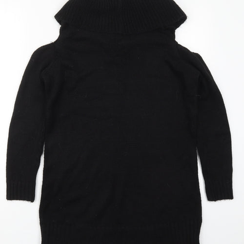 New Look Womens Black Roll Neck  Acrylic Pullover Jumper Size M   - Cut Out Shoulders