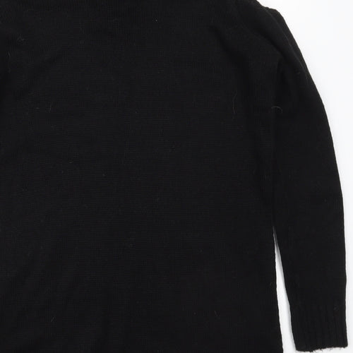 New Look Womens Black Roll Neck  Acrylic Pullover Jumper Size M   - Cut Out Shoulders