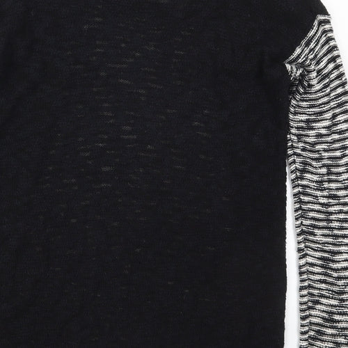 Dorothy Perkins Womens Black Round Neck Striped Cotton Pullover Jumper Size 12