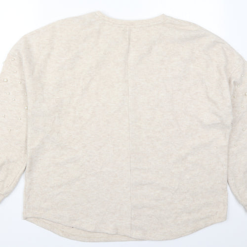 Papaya Womens Beige Round Neck  Polyester Pullover Jumper Size 18