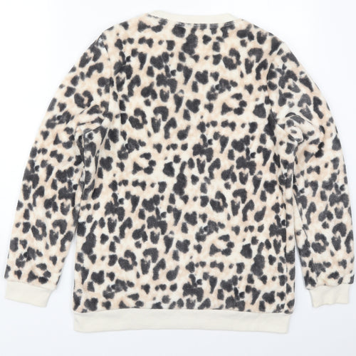 Dunnes Womens Beige Animal Print Polyester Top Pyjama Top Size S