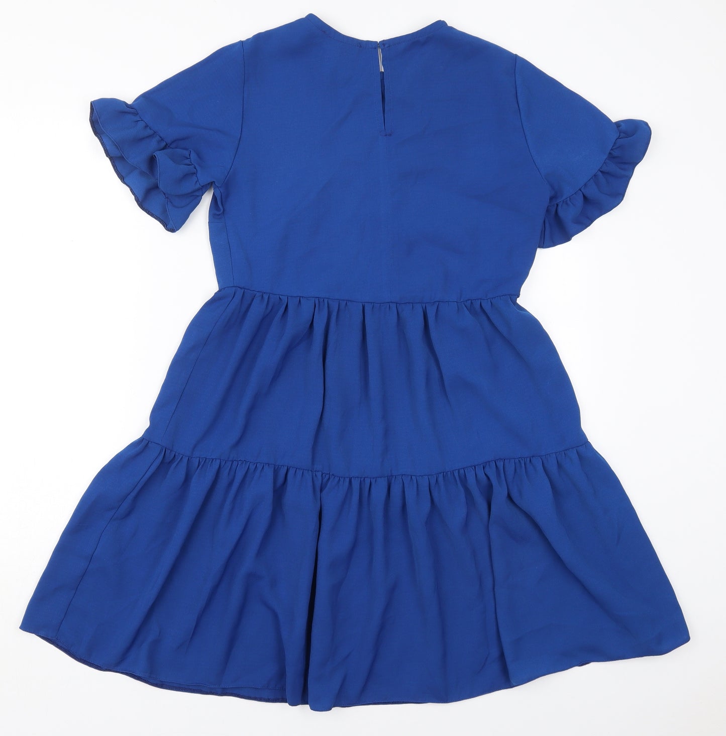 New Look Womens Blue  Polyester Skater Dress  Size 8  Round Neck Button