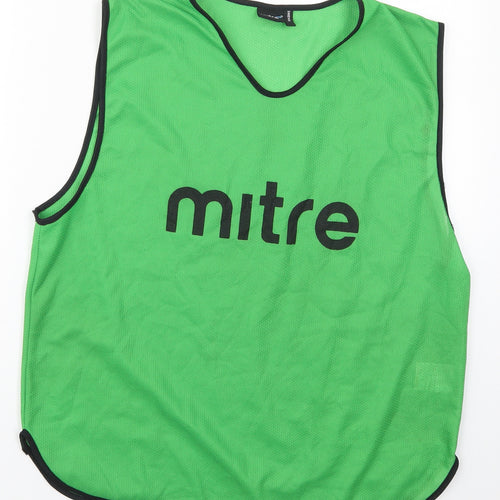 Mitre Mens Green  Polyester Basic Tank Size S V-Neck Pullover