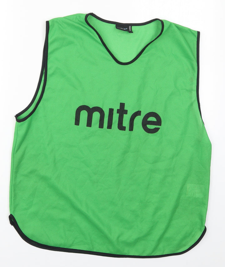 Mitre Mens Green Polyester Basic Tank Size S V-Neck Pullover