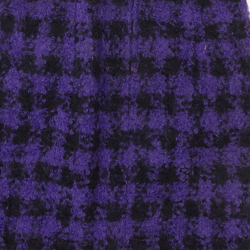 Preworn Womens Purple Check Wool Straight & Pencil Skirt Size 28 in   Hook & Eye
