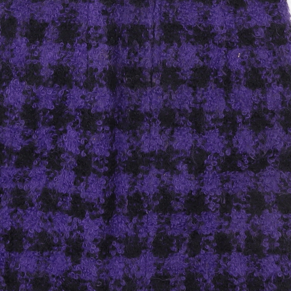 Preworn Womens Purple Check Wool Straight & Pencil Skirt Size 28 in   Hook & Eye