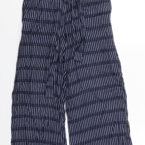Fat Face Womens Blue Striped Viscose Cropped Trousers Size 6 L21 in Regular