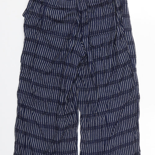 Fat Face Womens Blue Striped Viscose Cropped Trousers Size 6 L21 in Regular