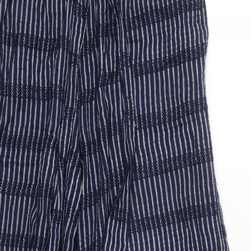 Fat Face Womens Blue Striped Viscose Cropped Trousers Size 6 L21 in Regular
