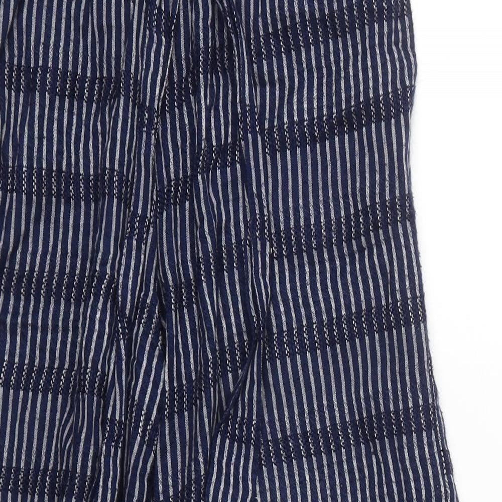 Fat Face Womens Blue Striped Viscose Cropped Trousers Size 6 L21 in Regular