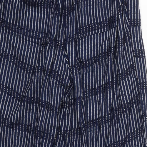 Fat Face Womens Blue Striped Viscose Cropped Trousers Size 6 L21 in Regular