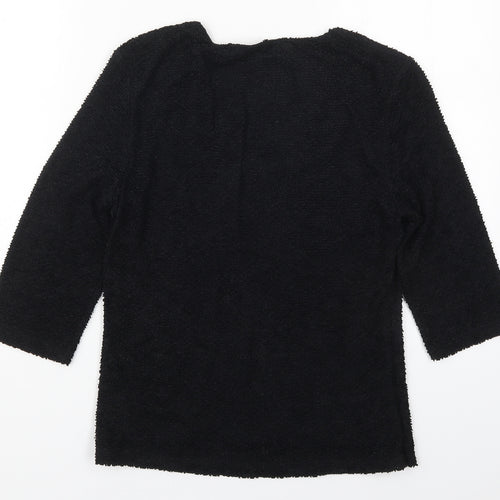 Alex & Co Womens Black  Acetate Basic T-Shirt Size 12 Square Neck