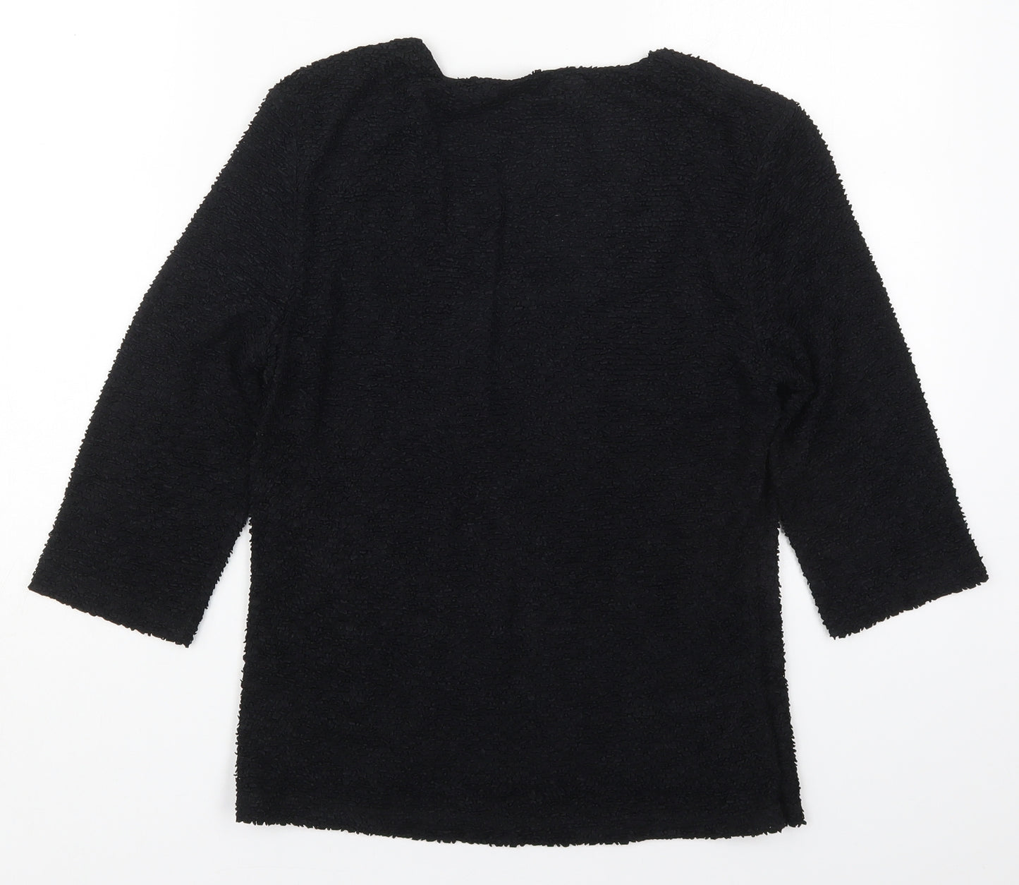 Alex & Co Womens Black  Acetate Basic T-Shirt Size 12 Square Neck