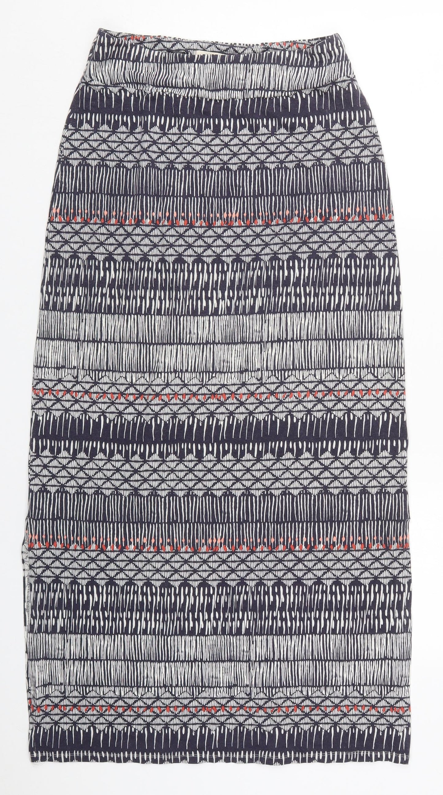 White Stuff Womens Blue Geometric Viscose Straight & Pencil Skirt Size 8