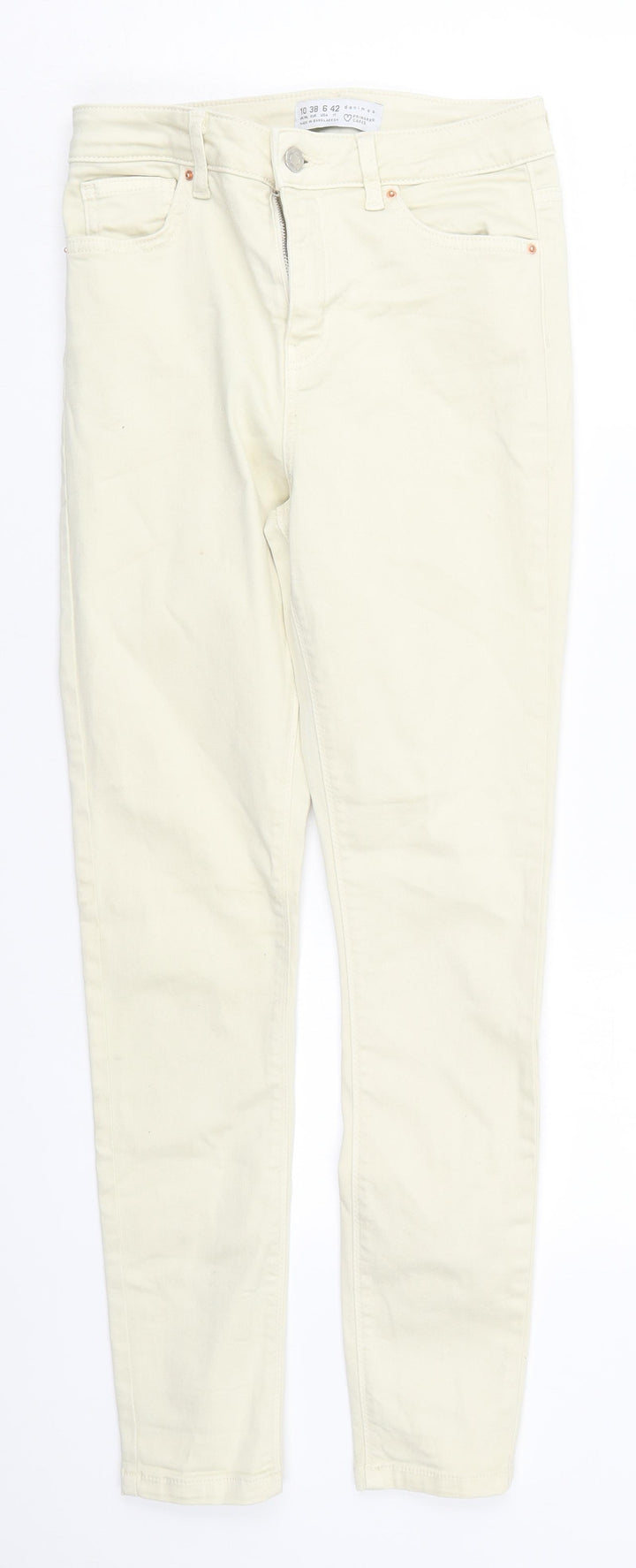 Denim Co Womens Beige Cotton Skinny Jeans Size 10 L27 in Regular Button