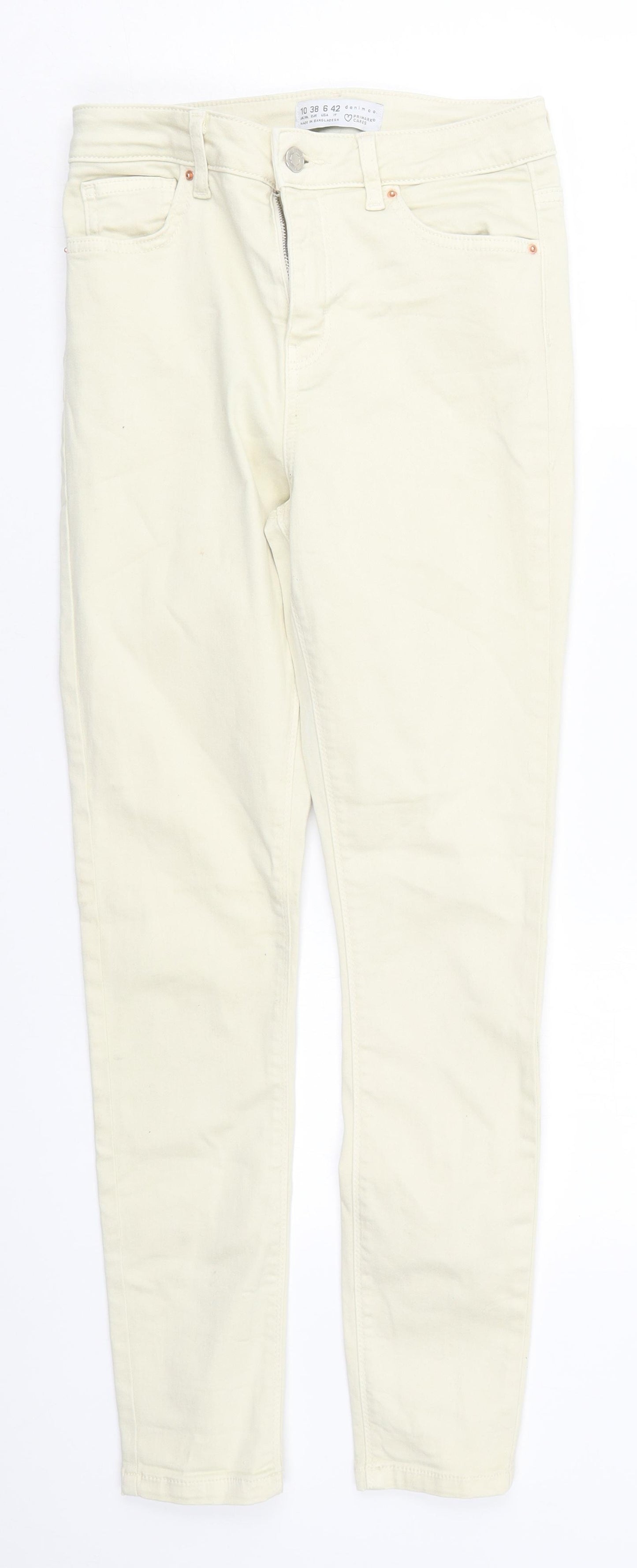 Denim Co Womens Beige  Cotton Skinny Jeans Size 10 L27 in Regular Button