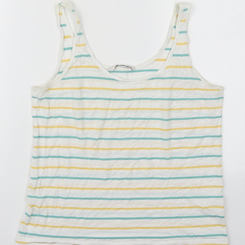 TU Womens Multicoloured Striped Cotton Basic Tank Size 8 Scoop Neck