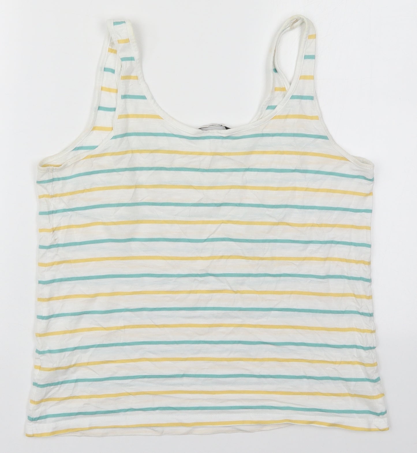 TU Womens Multicoloured Striped Cotton Basic Tank Size 8 Scoop Neck