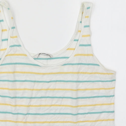 TU Womens Multicoloured Striped Cotton Basic Tank Size 8 Scoop Neck