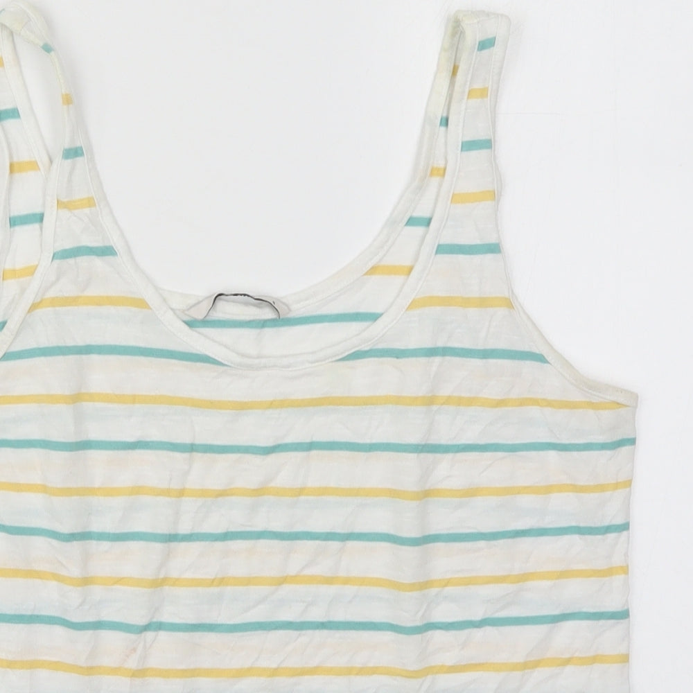TU Womens Multicoloured Striped Cotton Basic Tank Size 8 Scoop Neck