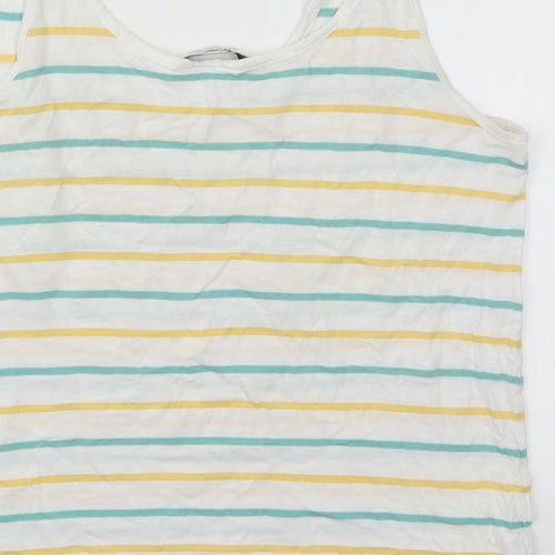 TU Womens Multicoloured Striped Cotton Basic Tank Size 8 Scoop Neck