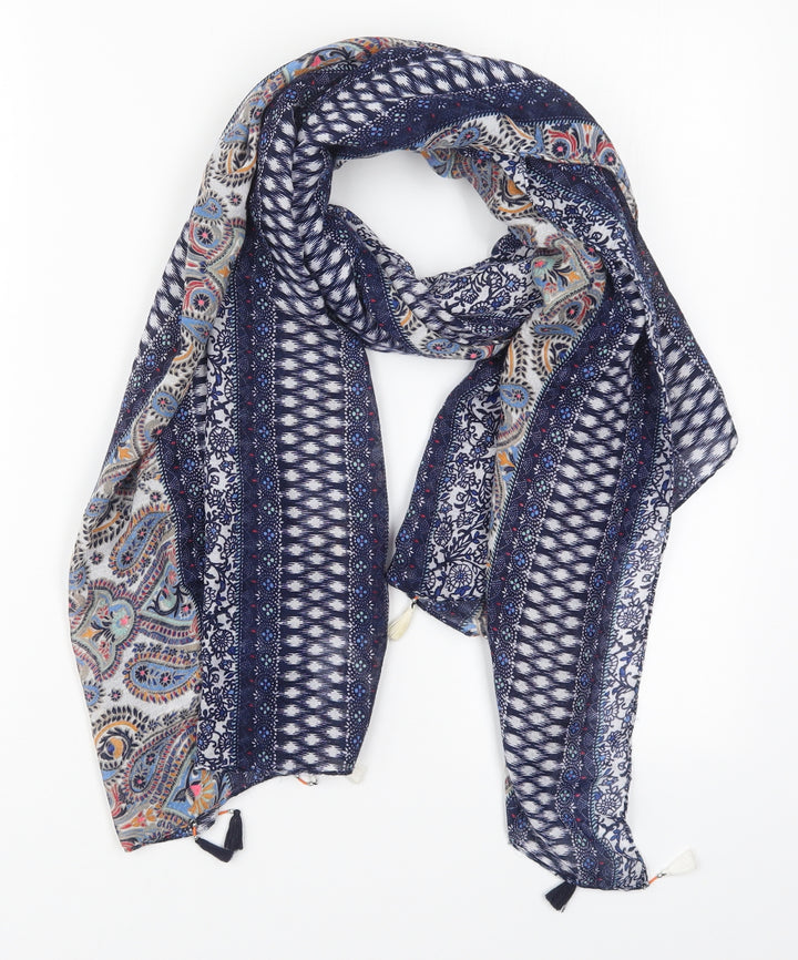 Preworn Womens Blue Geometric Viscose Scarf