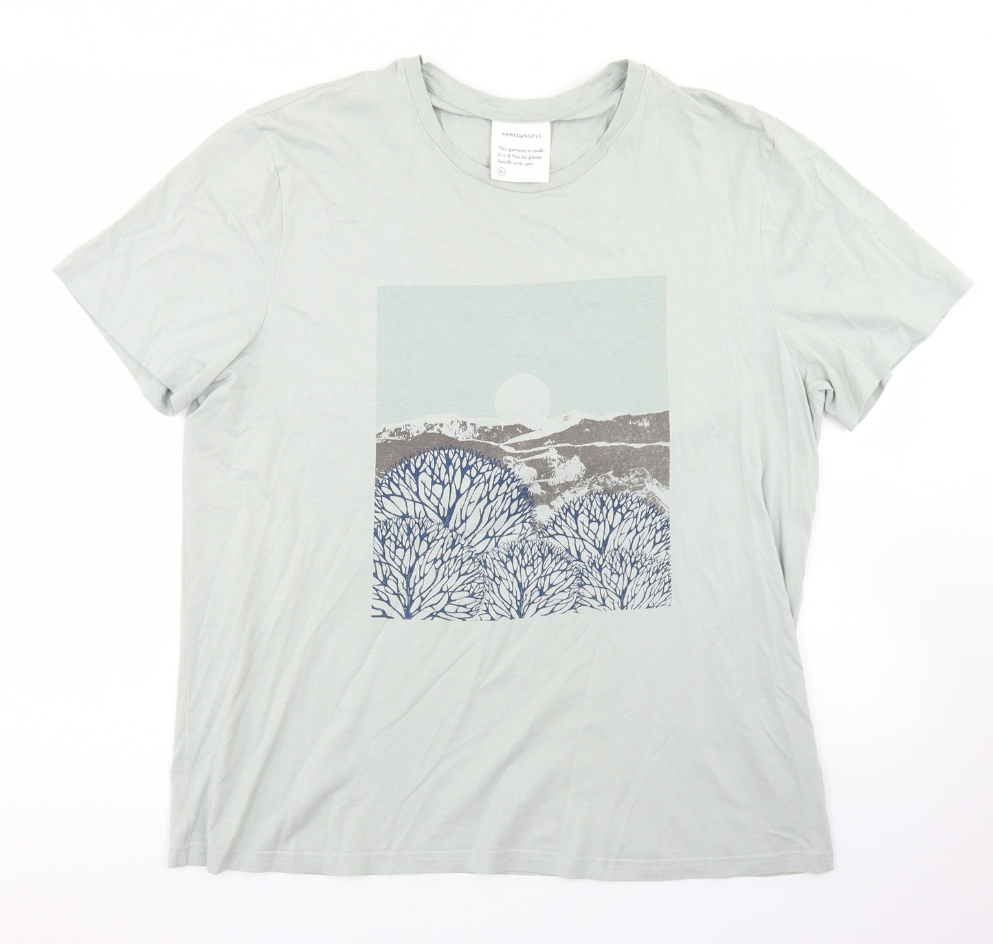 Armed Angels Mens Blue  Cotton  T-Shirt  Crew Neck