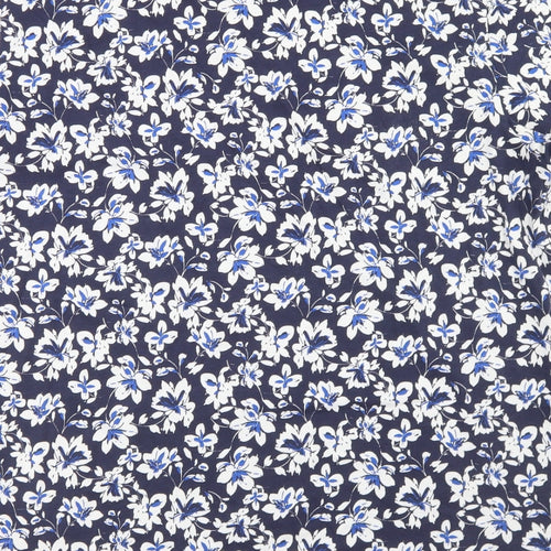 NEXT Mens Blue Floral Cotton  T-Shirt Size L Crew Neck
