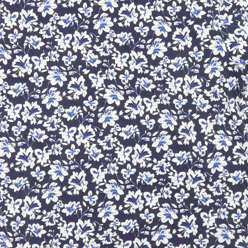 NEXT Mens Blue Floral Cotton  T-Shirt Size L Crew Neck
