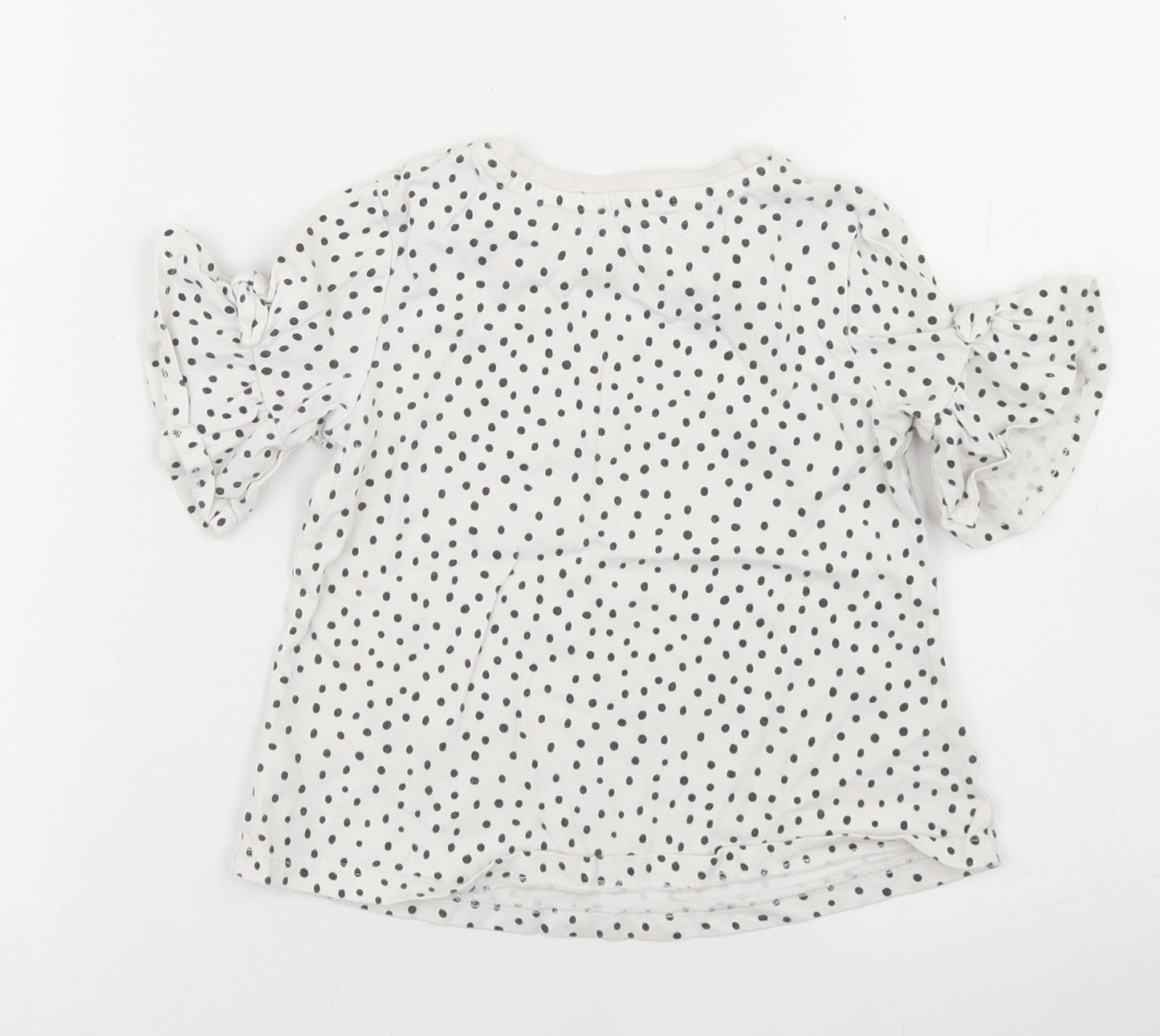 George Girls White Polka Dot Cotton Basic T-Shirt Size 2-3 Years Crew Neck