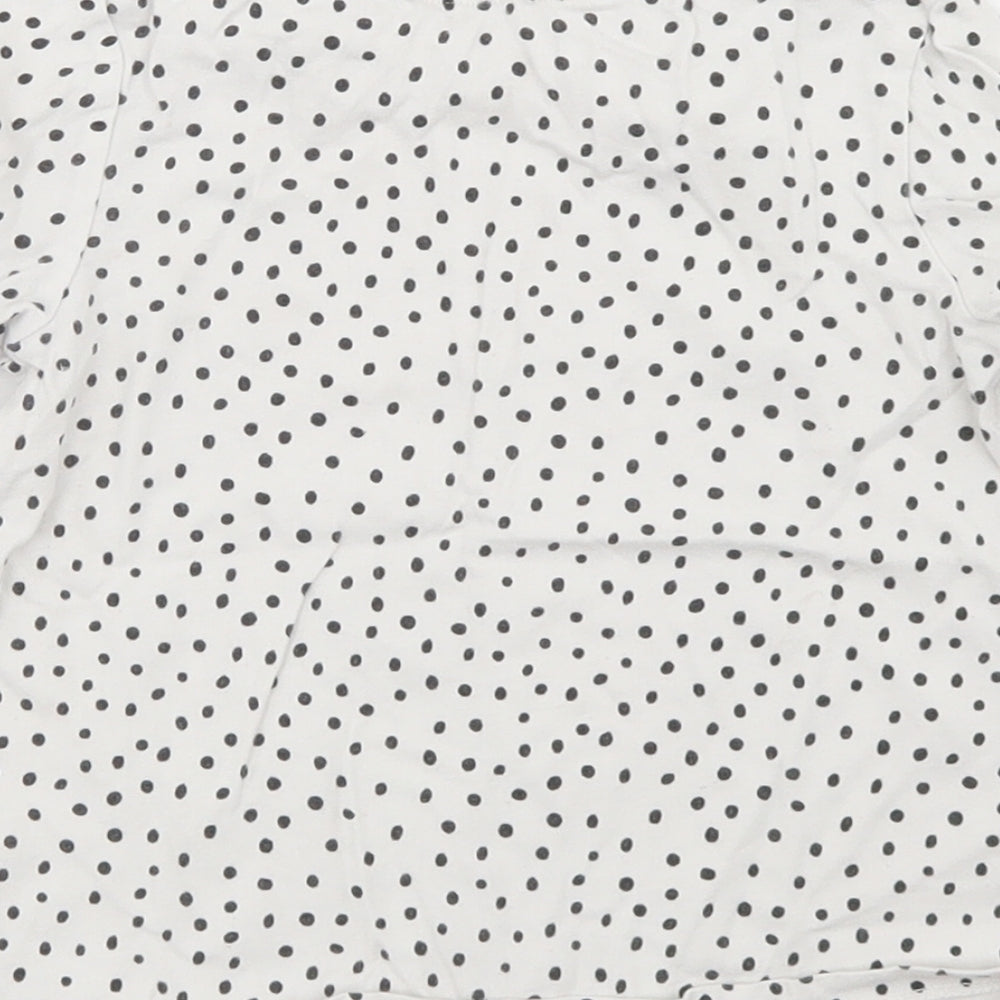 George Girls White Polka Dot Cotton Basic T-Shirt Size 2-3 Years Crew Neck