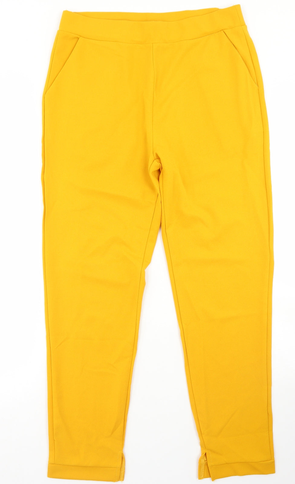 SheIn Womens Yellow  Polyester Pedal Pusher Trousers Size L L26 in Regular