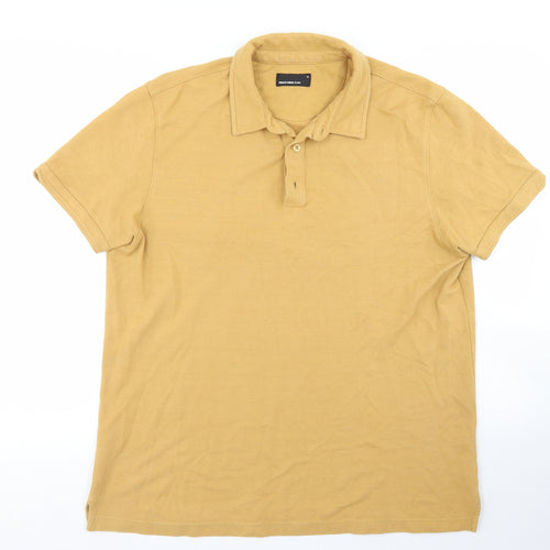 Remus Uomo Jeans Mens Yellow  Polyester  Polo Size XL Collared Button
