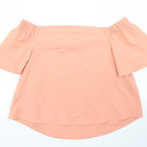 Missguided Womens Orange  Polyester Cropped Blouse Size 10 Off the Shoulder
