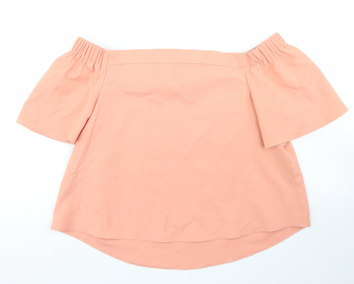 Missguided Womens Orange  Polyester Cropped Blouse Size 10 Off the Shoulder