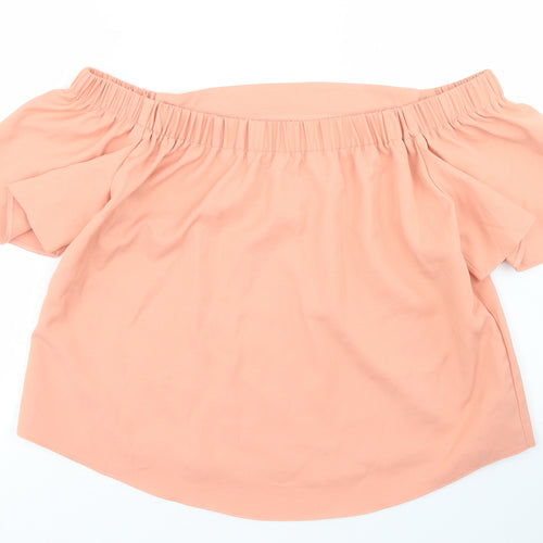 Missguided Womens Orange  Polyester Cropped Blouse Size 10 Off the Shoulder
