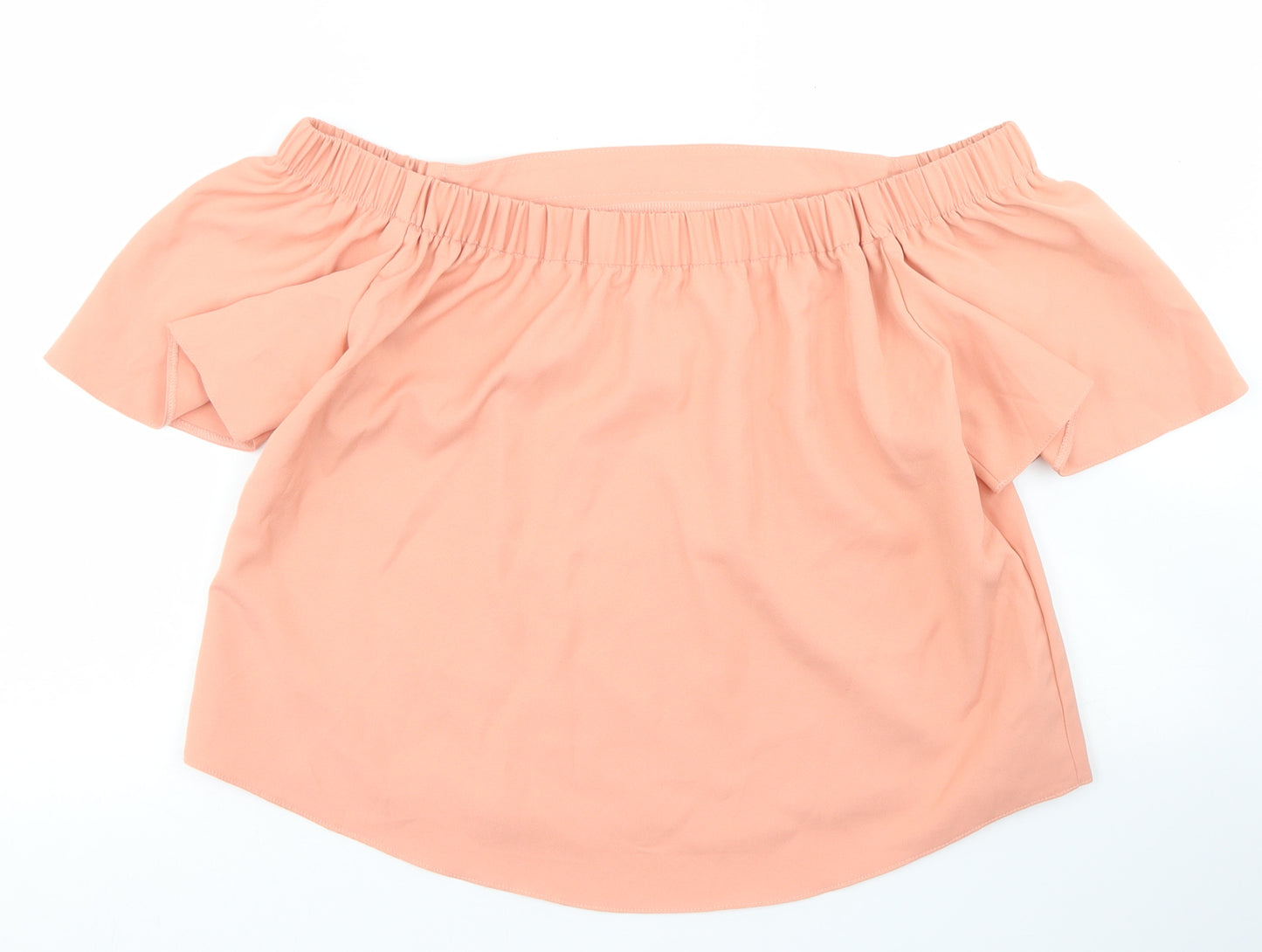 Missguided Womens Orange  Polyester Cropped Blouse Size 10 Off the Shoulder