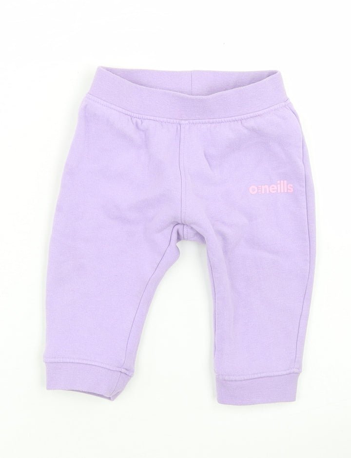O'Neills Girls Purple Cotton Jogger Trousers Size 6-9 Months