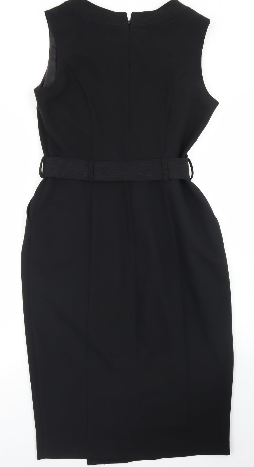 NEXT Womens Black  Polyester Pencil Dress  Size 12  Round Neck Zip