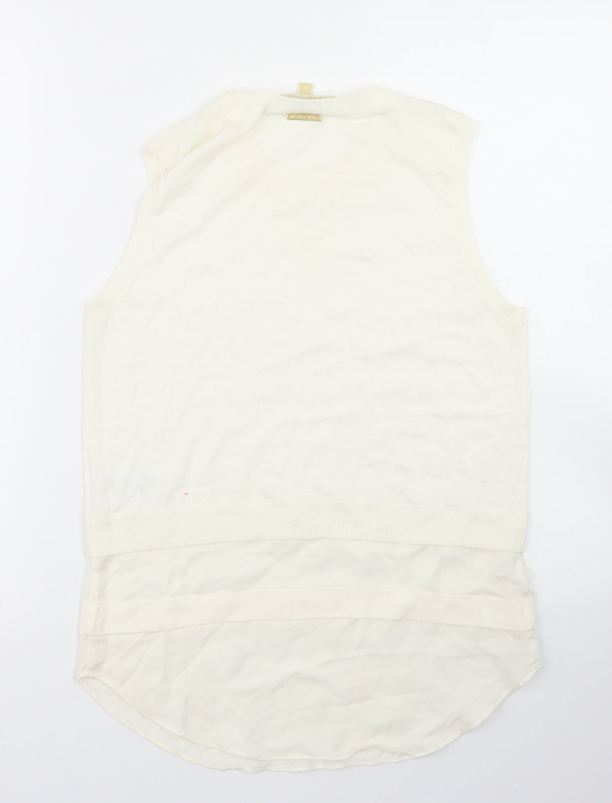 Michael Kors Womens White Crew Neck  Viscose Vest Jumper Size S