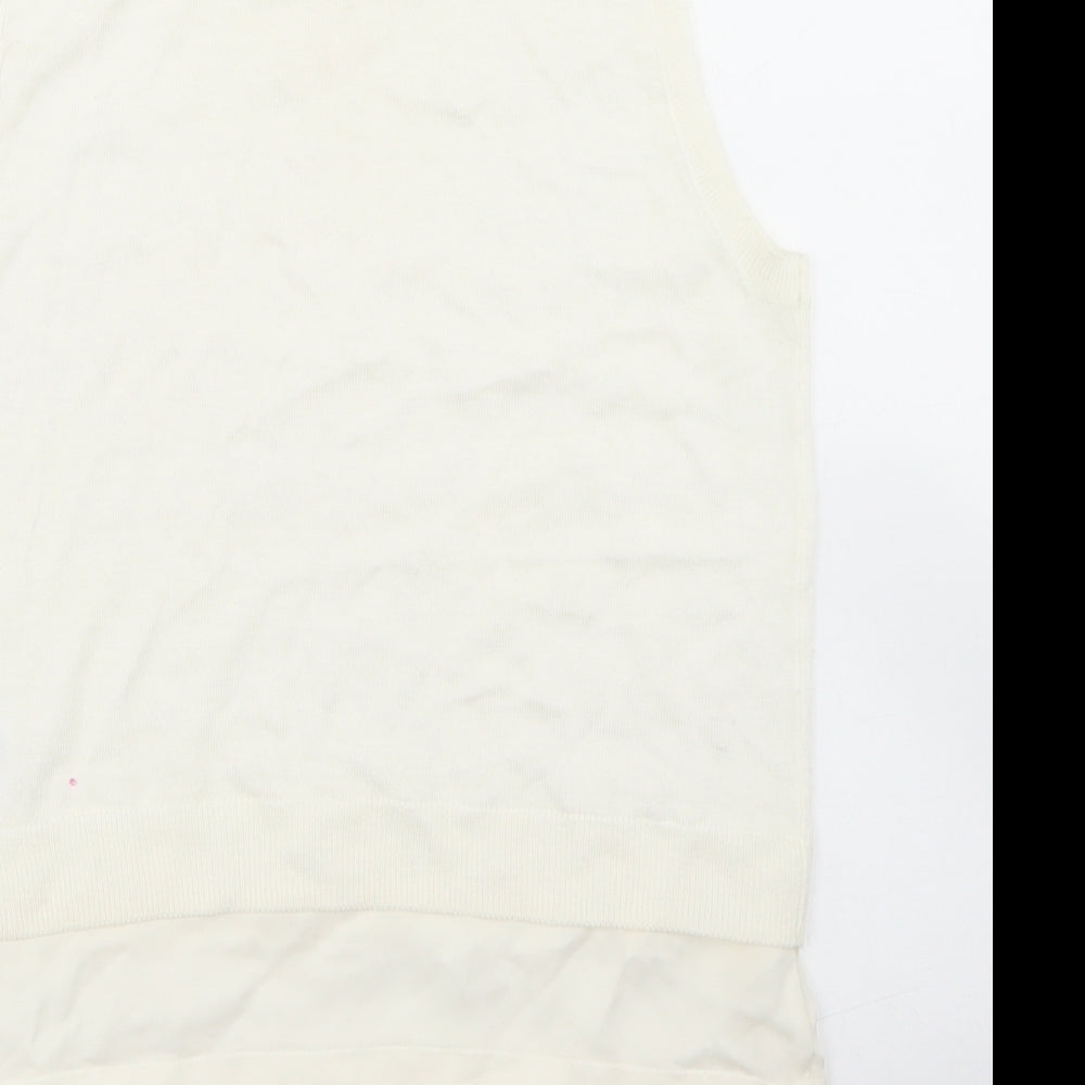 Michael Kors Womens White Crew Neck  Viscose Vest Jumper Size S