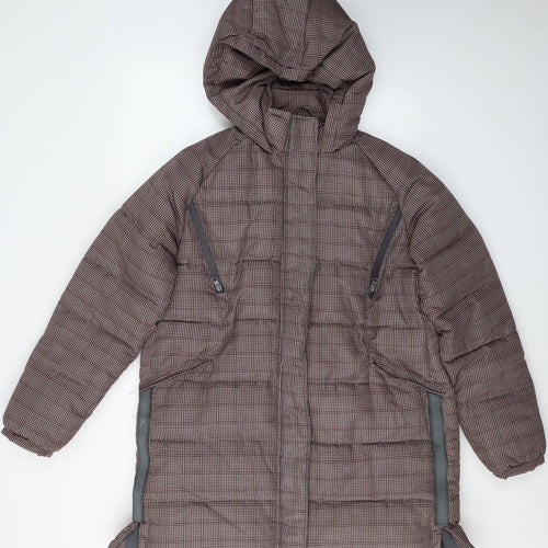 NEXT Womens Brown Houndstooth  Puffer Jacket Jacket Size 14  Zip