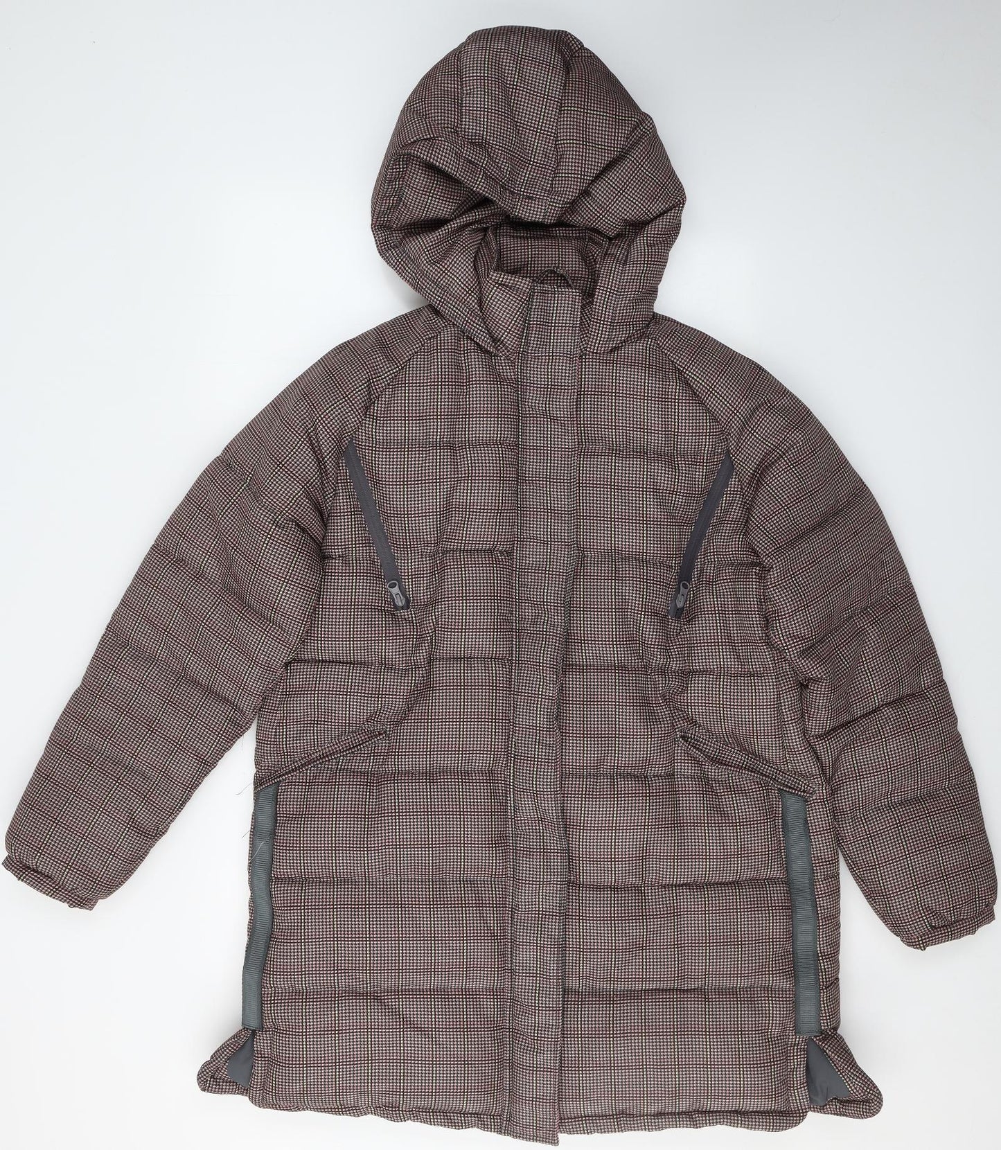 NEXT Womens Brown Houndstooth  Puffer Jacket Jacket Size 14  Zip