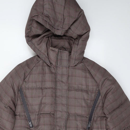 NEXT Womens Brown Houndstooth  Puffer Jacket Jacket Size 14  Zip