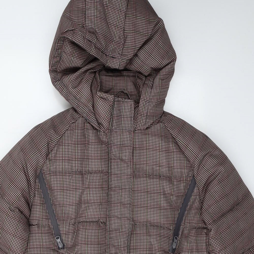 NEXT Womens Brown Houndstooth  Puffer Jacket Jacket Size 14  Zip